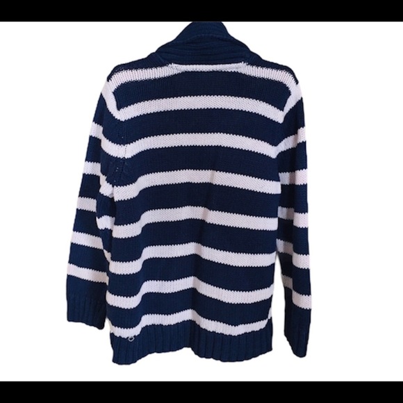 CARTERS Stripe Chunky Knit Woven Button Down Cardigan Navy Blue Boys Age 5Y - Picture 3 of 7
